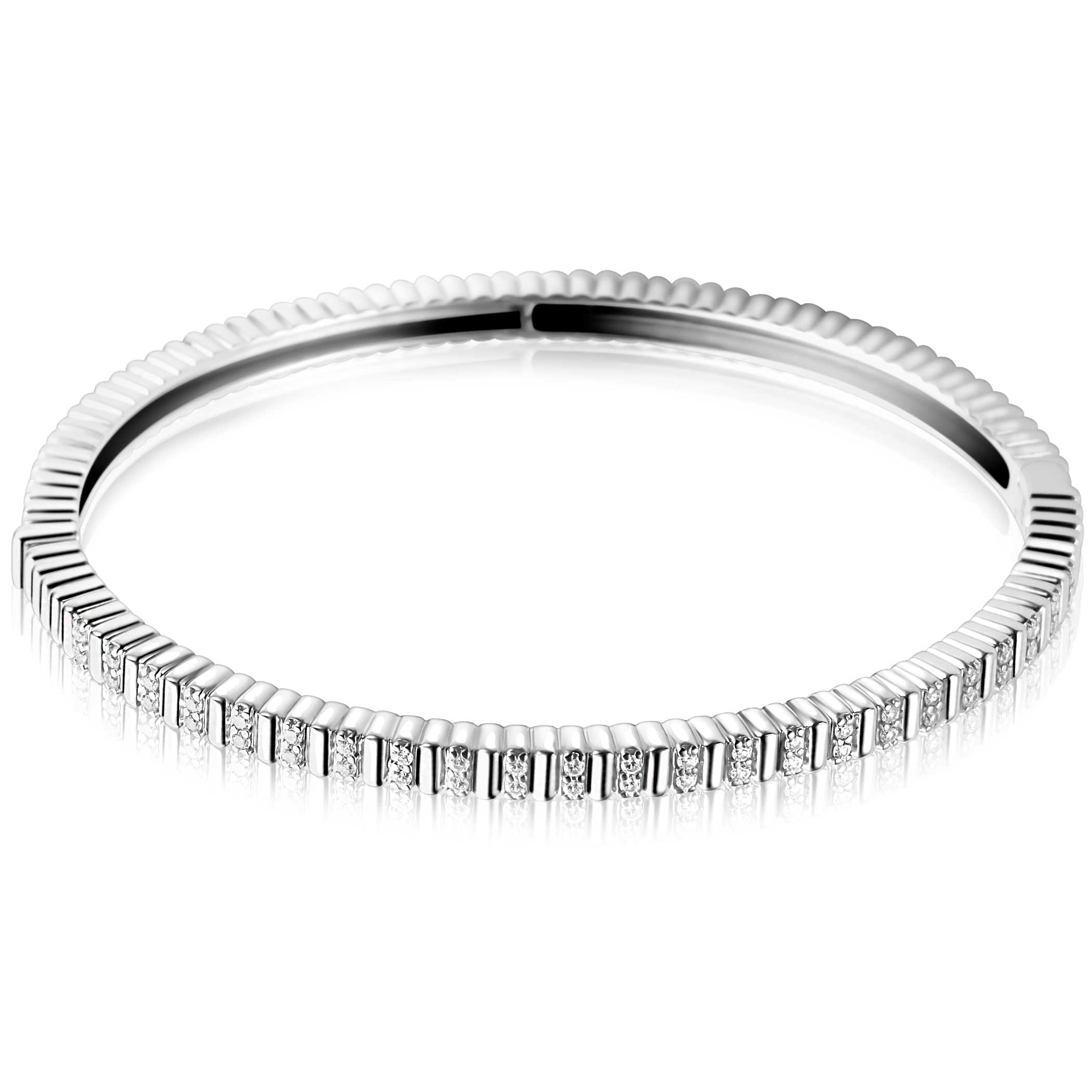 ZINZI Silber Bangle-Armband, 4 mm breit, besetzt mit weißen Zirkonias, 60 mm ZIA2686