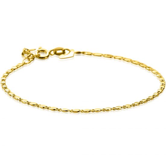 ZINZI Gold 14 Karat massives goldenes Armband mit glänzenden Fantasieplättchen, 1,7 mm breit, 17-19 cm ZGA497