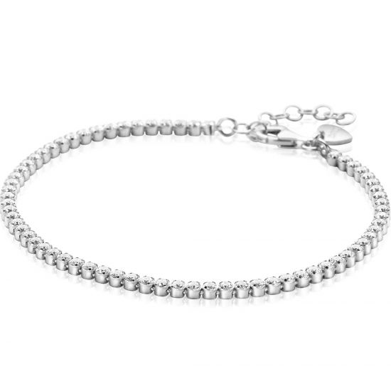 ZINZI Silber Tennisarmband, 2,5 mm breit, besetzt mit weißen Zirkonia in runden Fassungen, 17-20 cm ZIA2590