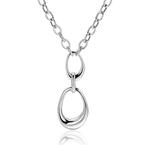 ZINZI Silber Y-Collier mit Paperclip-Kettengliedern und drei organischen Formen, 48 cm ZIC2670