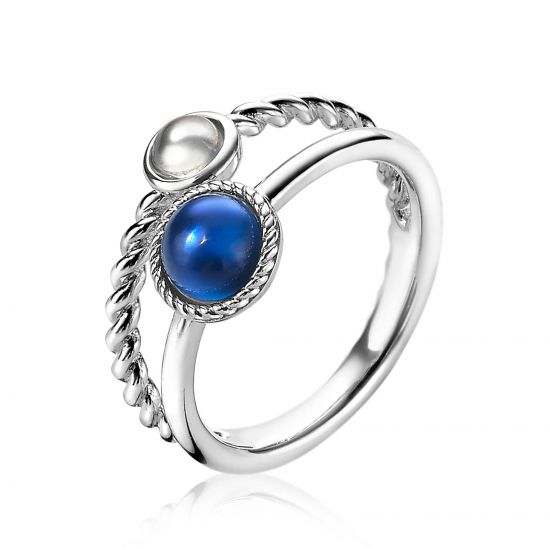 ZINZI silberner Multi-Look Ring blau weiß ZIR1963