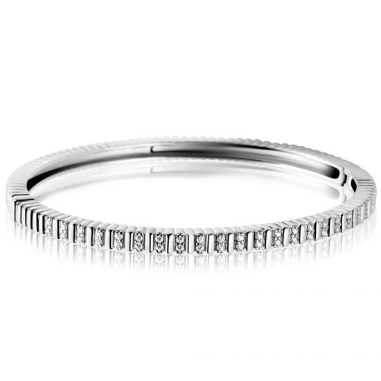 ZINZI Silber Bangle-Armband, 4 mm breit, besetzt mit weißen Zirkonias, 60 mm ZIA2686