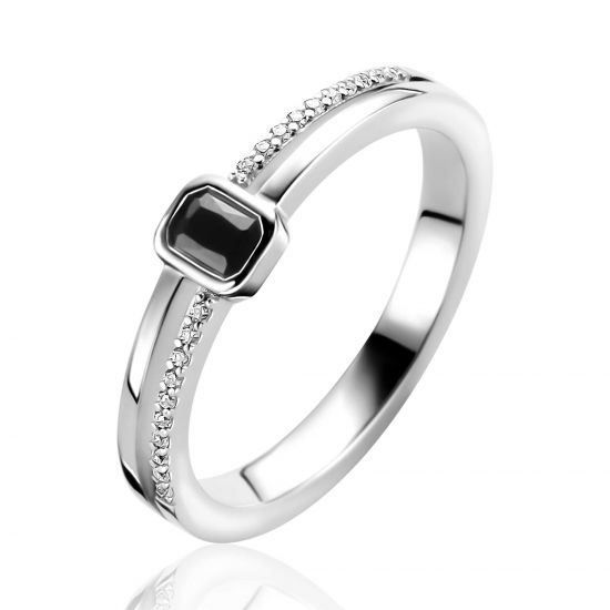 ZINZI Silberner Multi-Look-Ring mit rechteckigen schwarzen und weißen Zirkonias ZIR2626Z