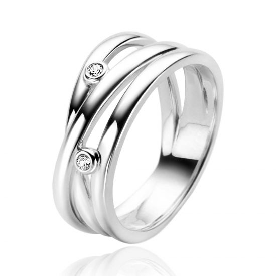 ZINZI zlv. ring cross-over met zirconia's mt.62