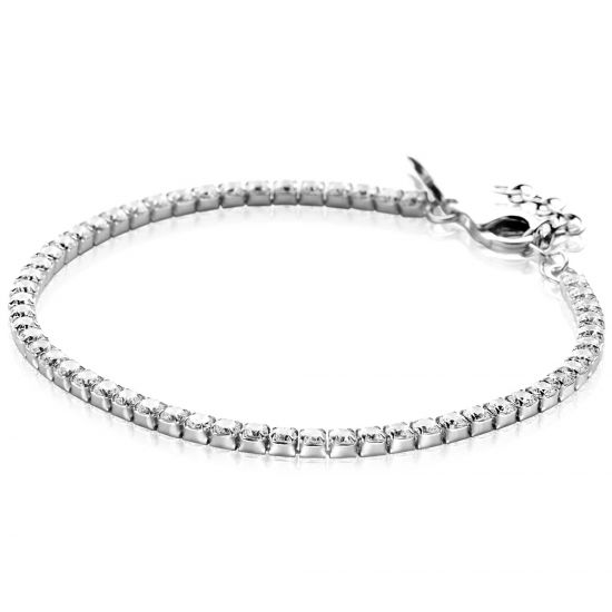 ZINZI Silber Tennisarmband, 3 mm breit, besetzt mit weißen Zirkonias in quadratischen Fassungen, 17-20 cm ZIA2665