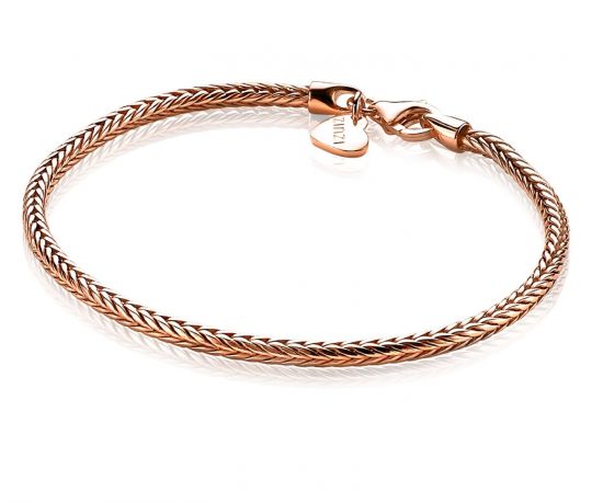 ZINZI silbernes Gliederarmband rosé vergoldet vossenstaart 3mm breit 19cm ZIA1287R