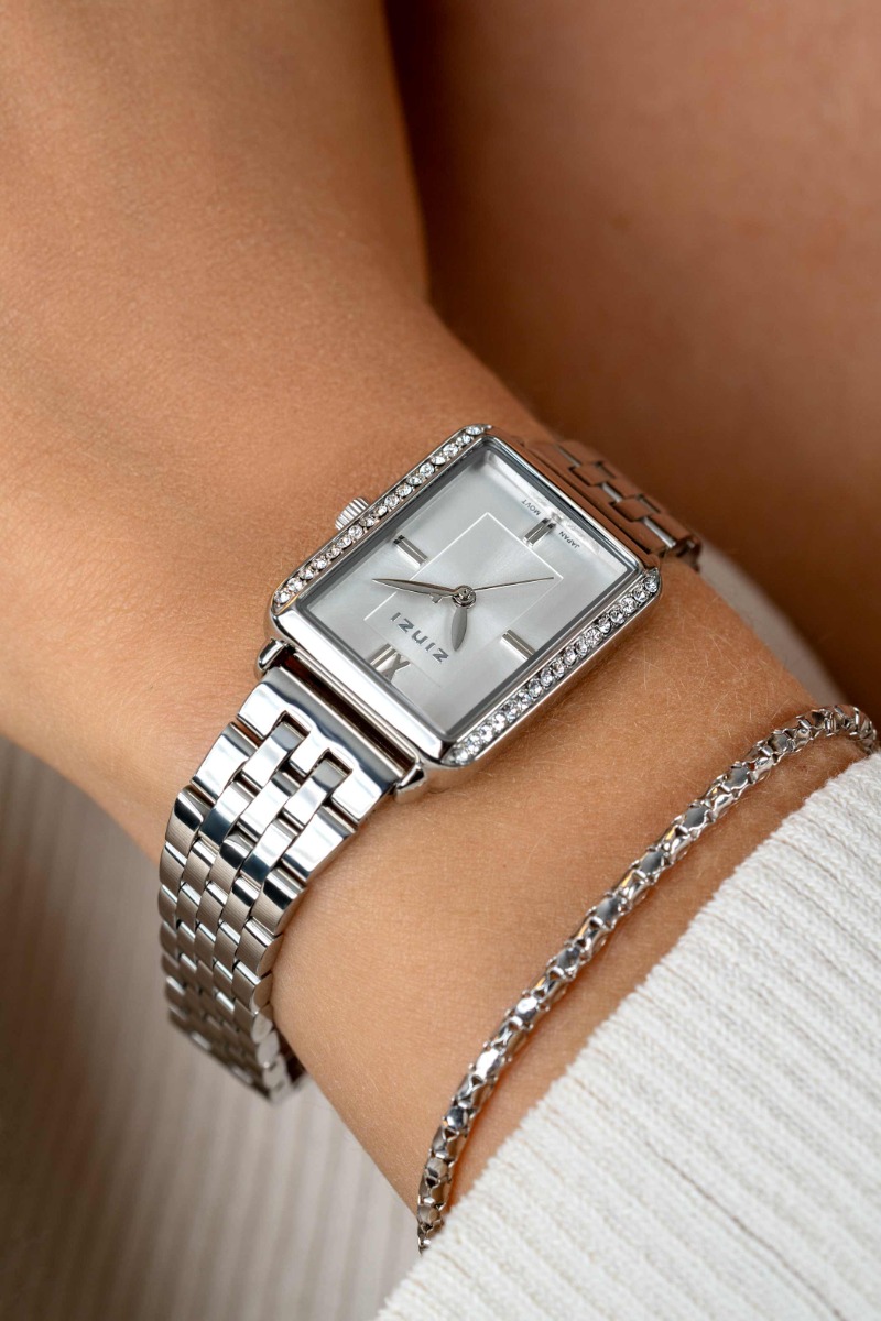 Zinzi Lucia horloge witte zirc, zilv.kl. w.plaat stln.band